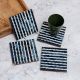 Blue & White Modern Wooden Coasters - Pack of 4